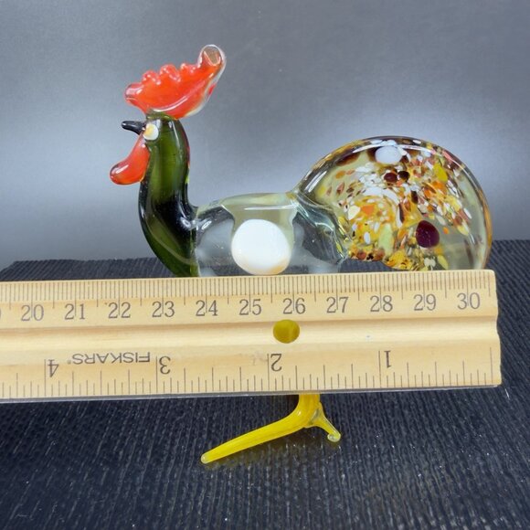 Vintage Italian Art Glass Rooster Chicken Bird Blown Glass Small Figurine Italy - Picture 7 of 11
